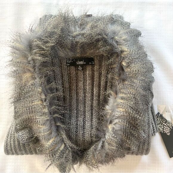 Sioni Wool Blend Faux Fur Long Sleeveless Cardigan Button Vest Size XL - Picture 15 of 15